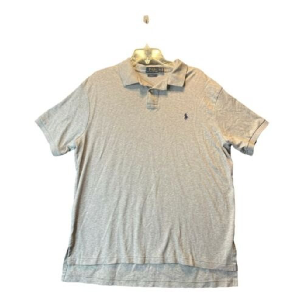 Polo Ralph Lauren Men's XL Polo Shirt Grey Gray With Blue Pony Logo Custom Fit